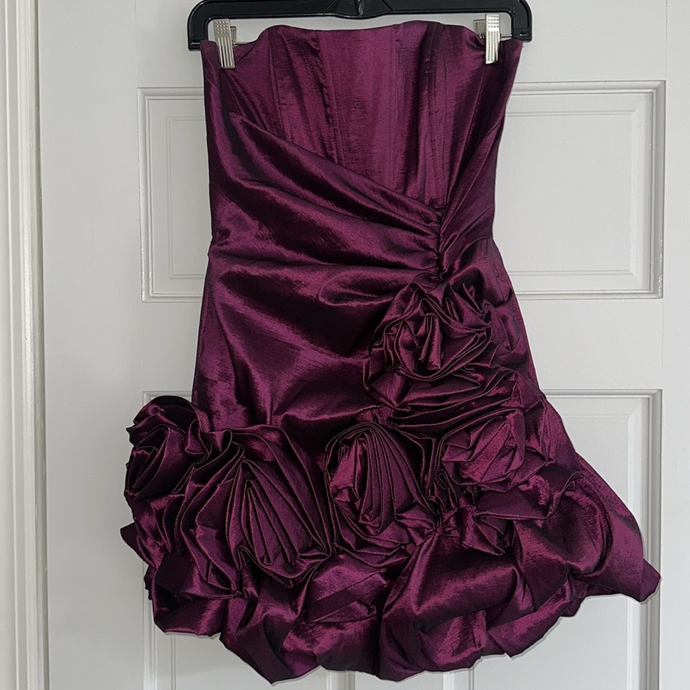 Y2K Jessica McClintock Purple Metallic Dress with Corest Top and Flowers